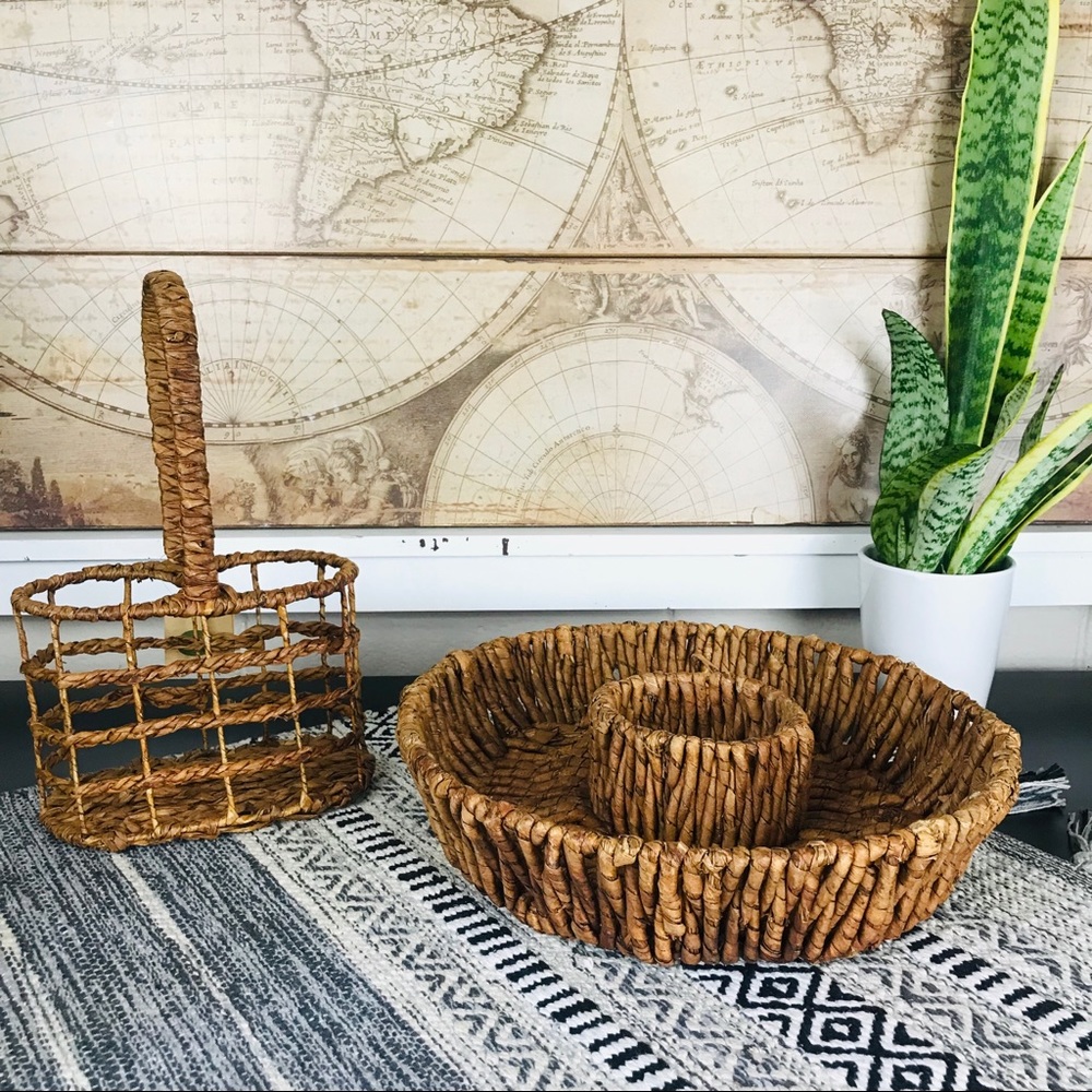 BOHO CHIC NATURAL WEAVED SERVING HOST SET